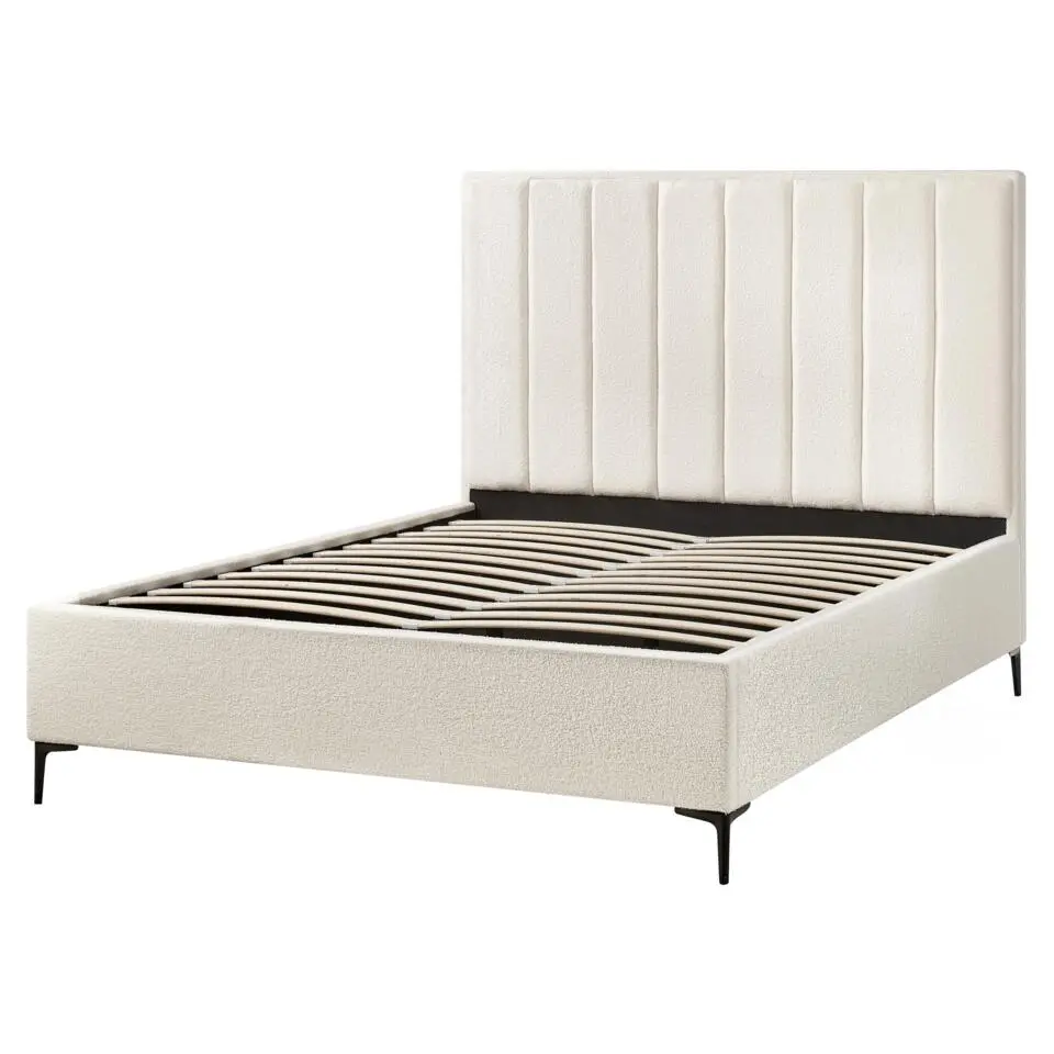 SEZANNE - Bed met opbergruimte - Gebroken wit - 160 x 200 cm - Bouclé