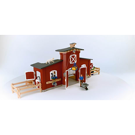 Schleich rød lade med tilbehør 42606