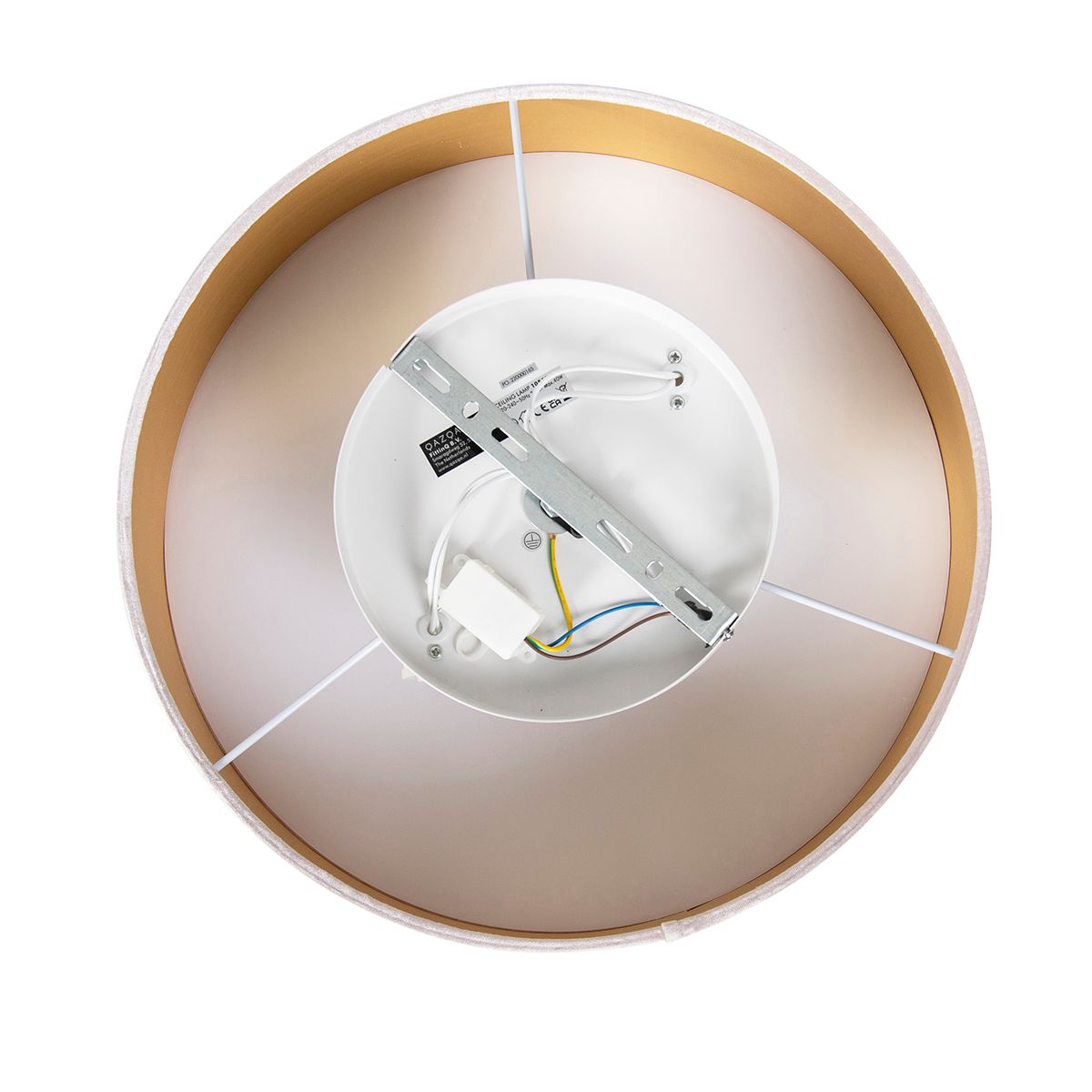 Moderne plafondlamp roze 40 cm met gouden binnenkant - Drum
