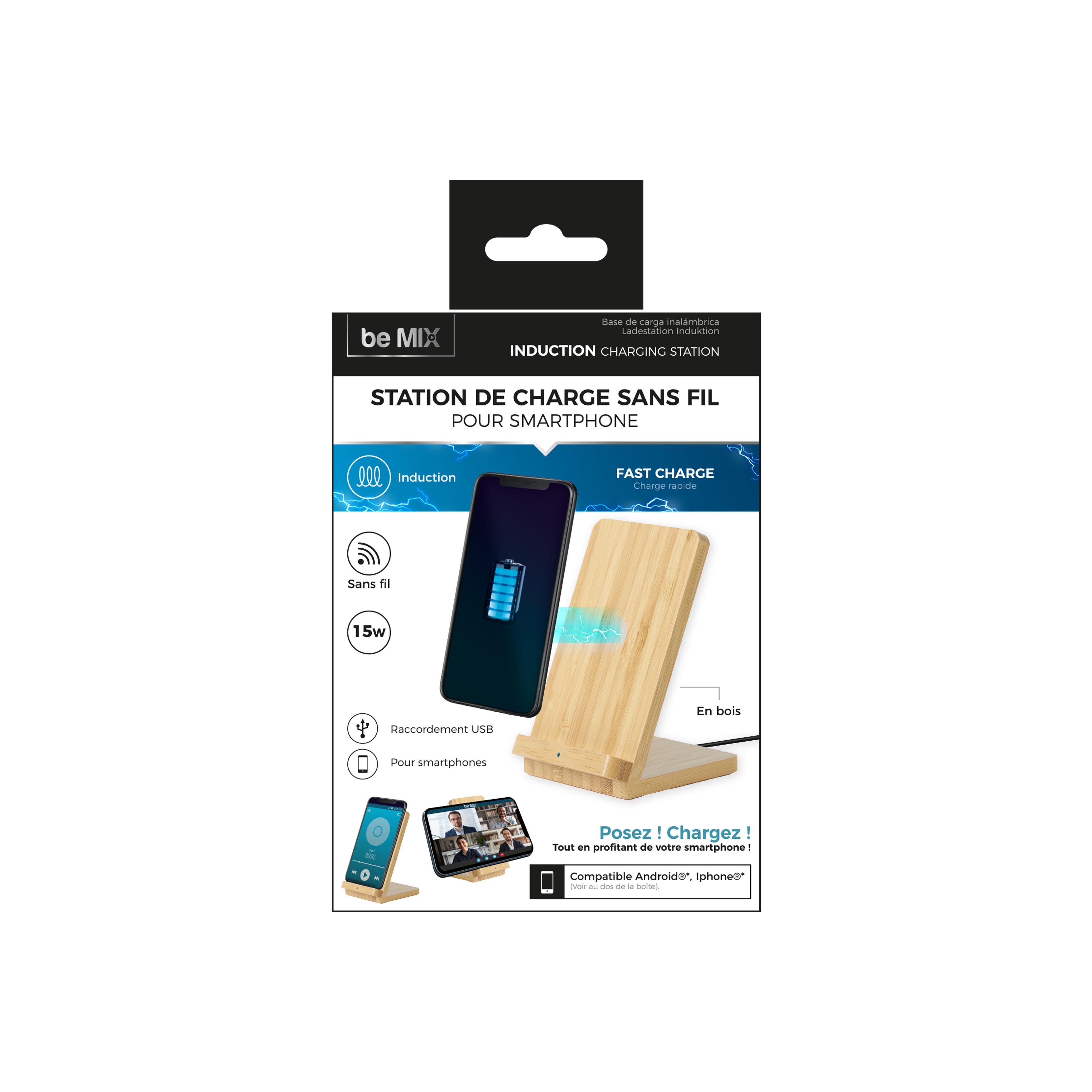 SUPPORT CHARGEUR INDUCTION BOIS 15W