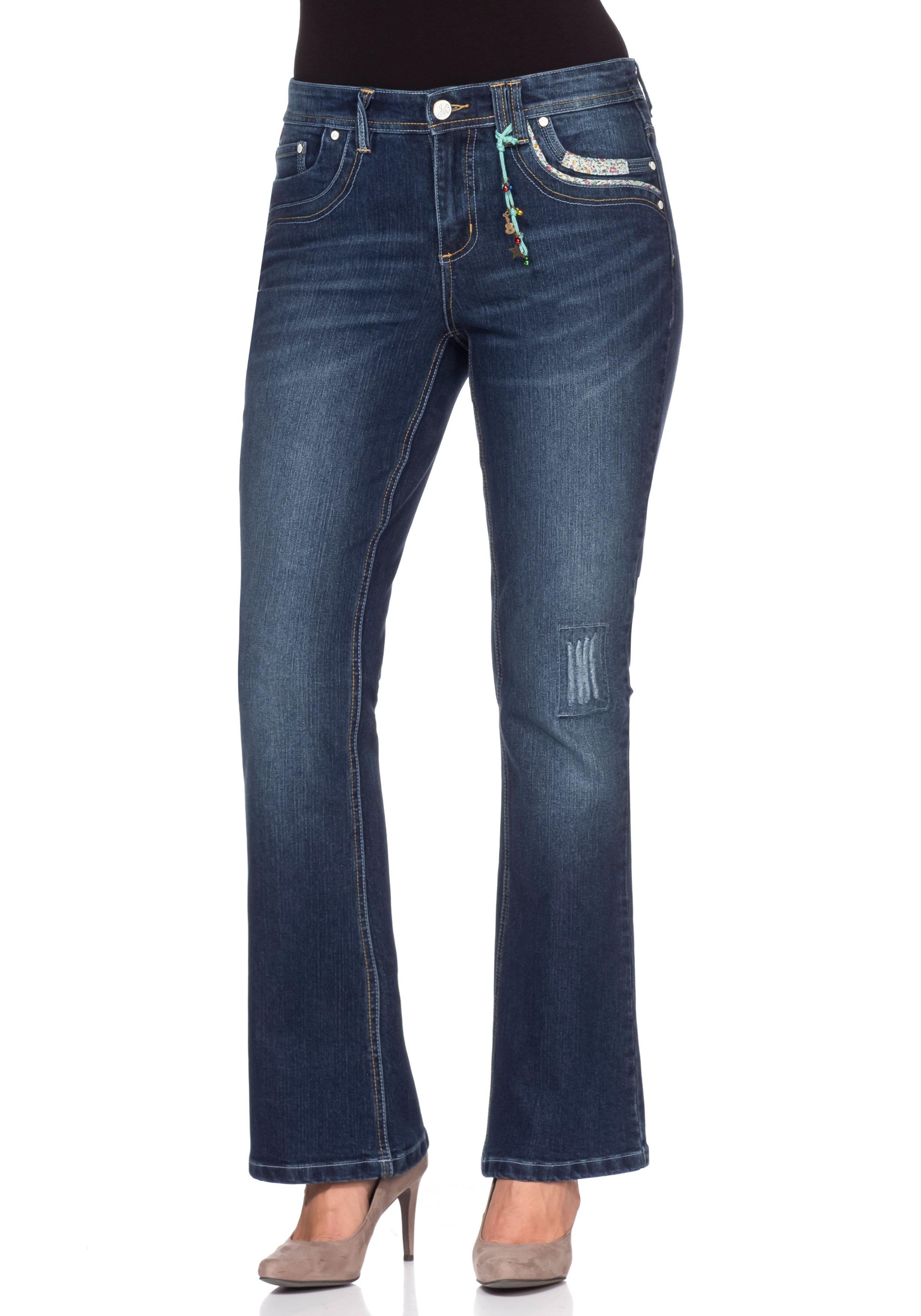 Bootcut Stretch-Jeans im Used-Look