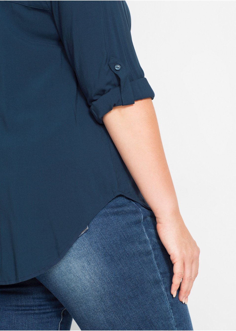 Blouse-tunique en viscose, col V et manches longues