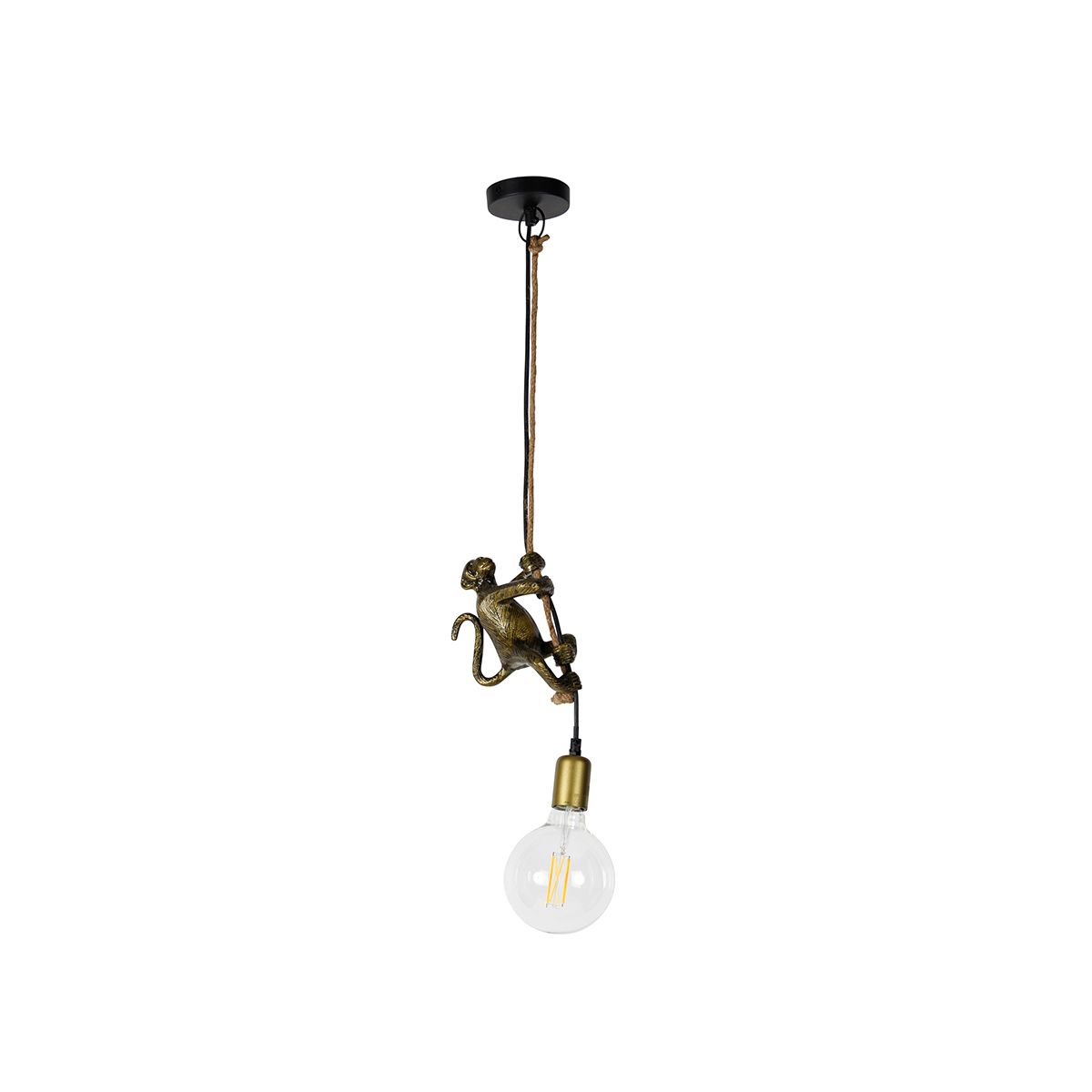 Klassieke hanglamp goud met touw - Animal Monkey