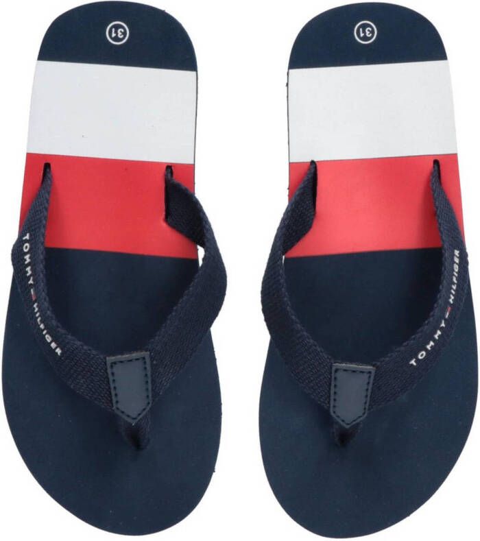 Tommy Hilfiger teenslippers donkerblauw Jongens Rubber 38