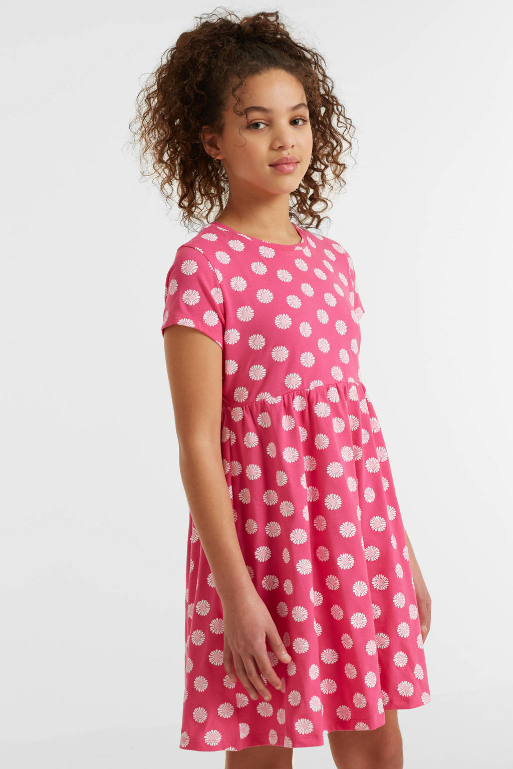 anytime jurk met bloemenprint roze