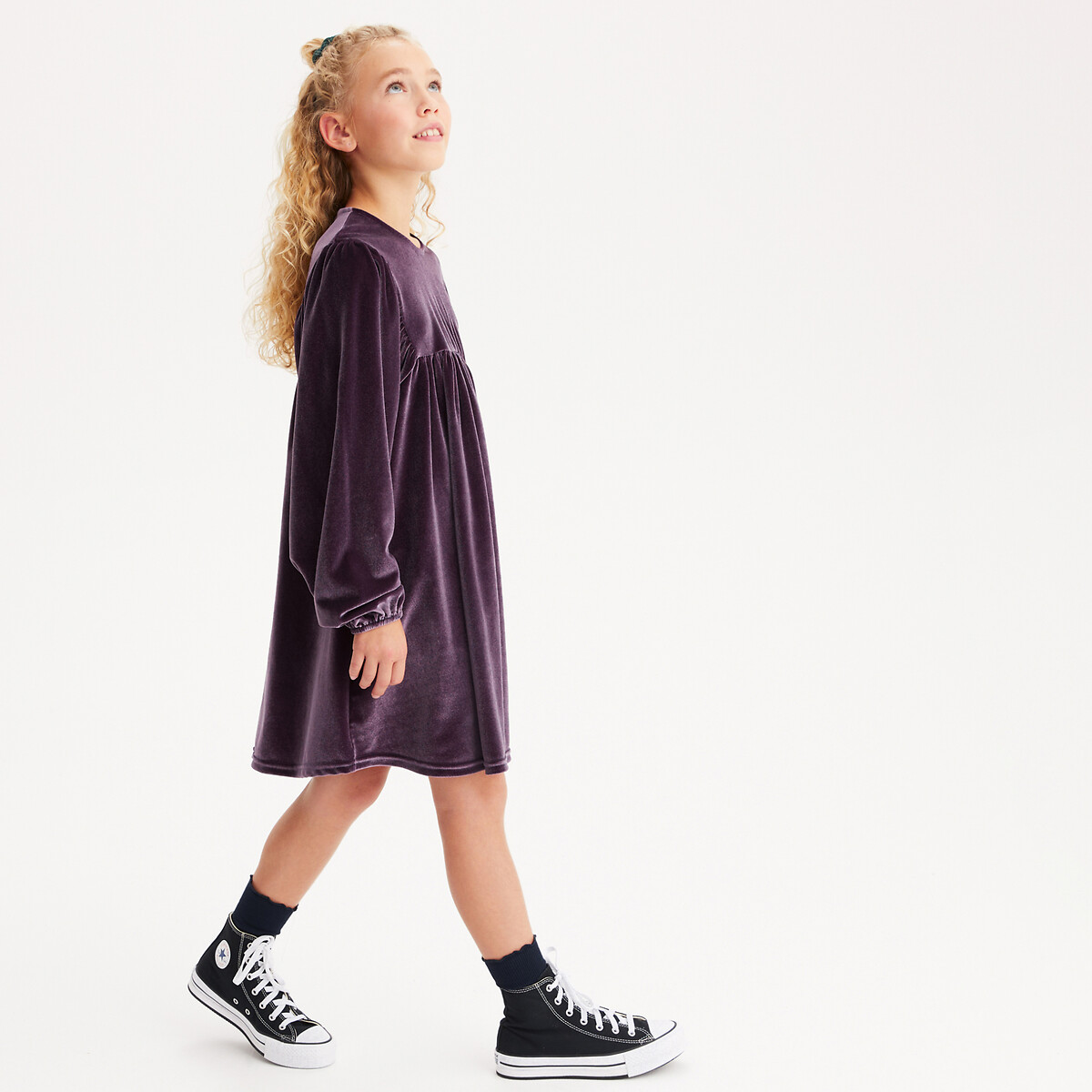 COLEÇÕES LA REDOUTE<br>Vestido de veludo de mangas compridas