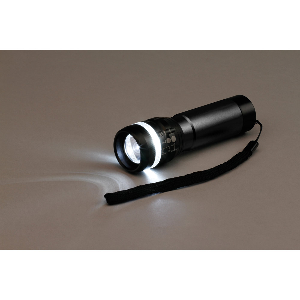 hi!dea 94758 - Lampe de poche en aluminium avec fonction zoom avec 3 modes d'éclairage