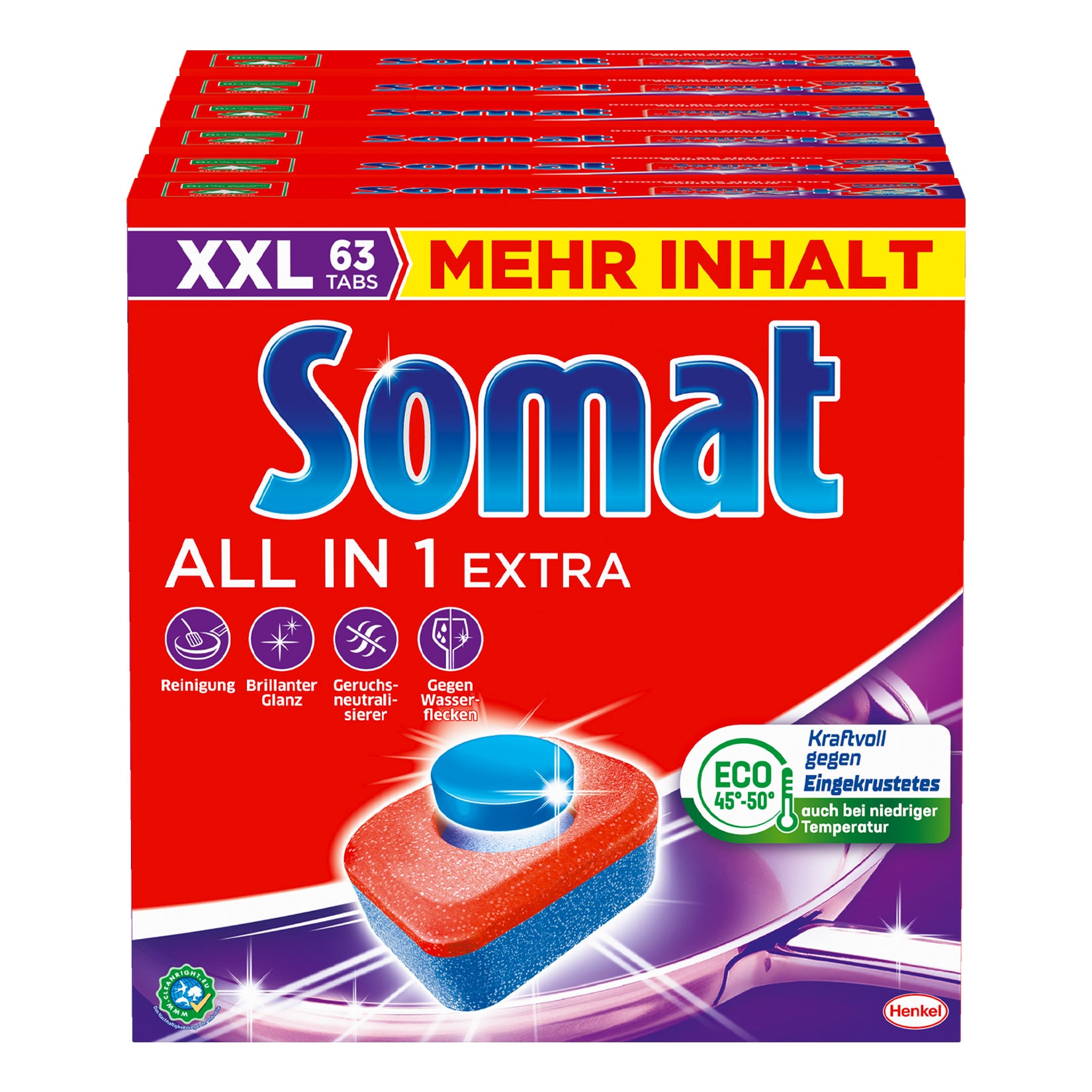 Somat Geschirrspültabs All-in-1 Extra 63 Stück, 6er Pack