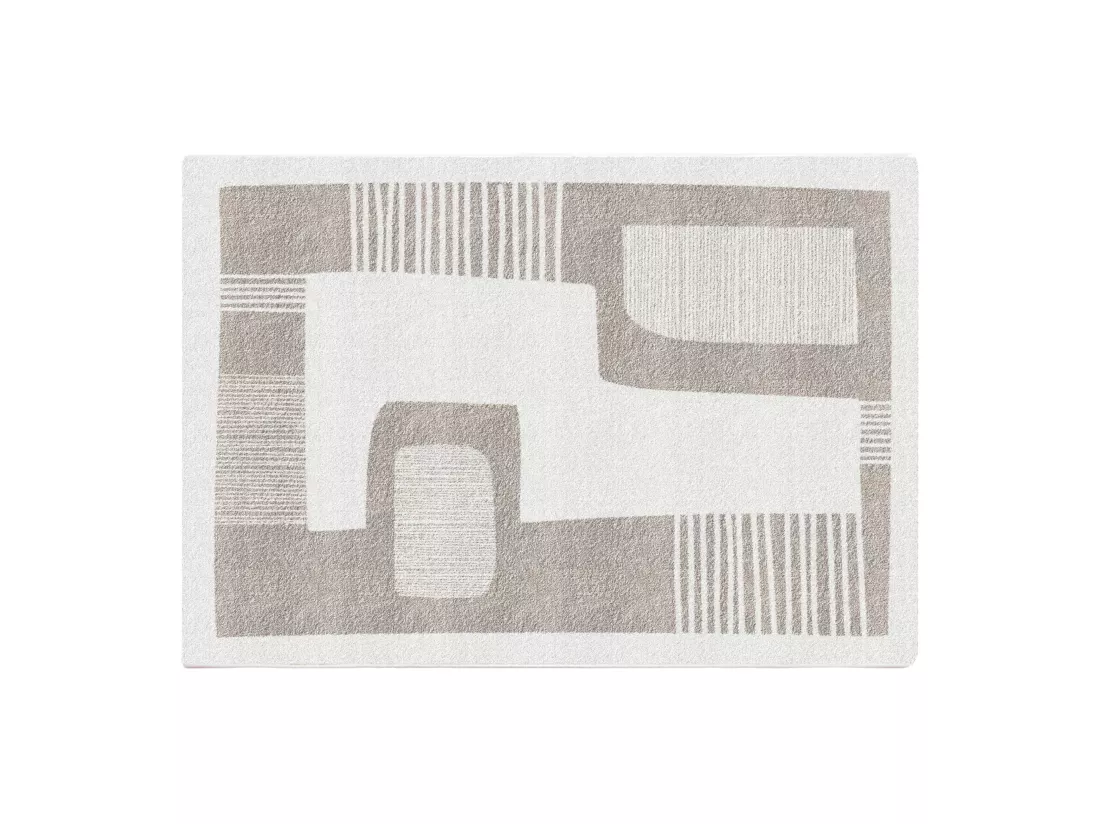 Tapis design abstrait - 160 x 230 cm - Gris et beige - VENUSA
