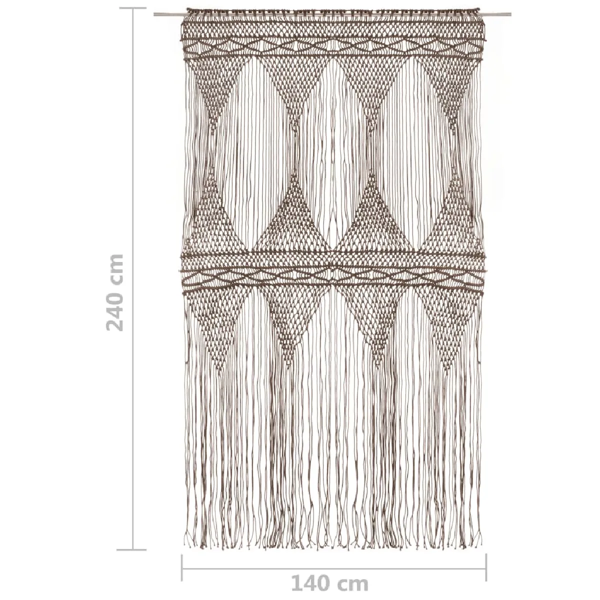 vidaXL Rideau en macramé Taupe 140x240