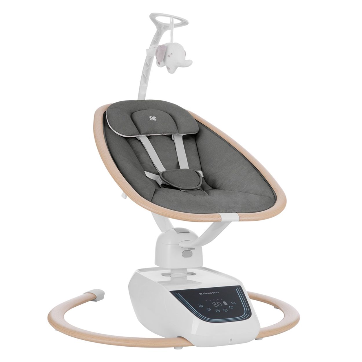 Kikkaboo Babywippe BeMoove elektrisch Moskitonetz Fernbedienung Melodien Timer grau