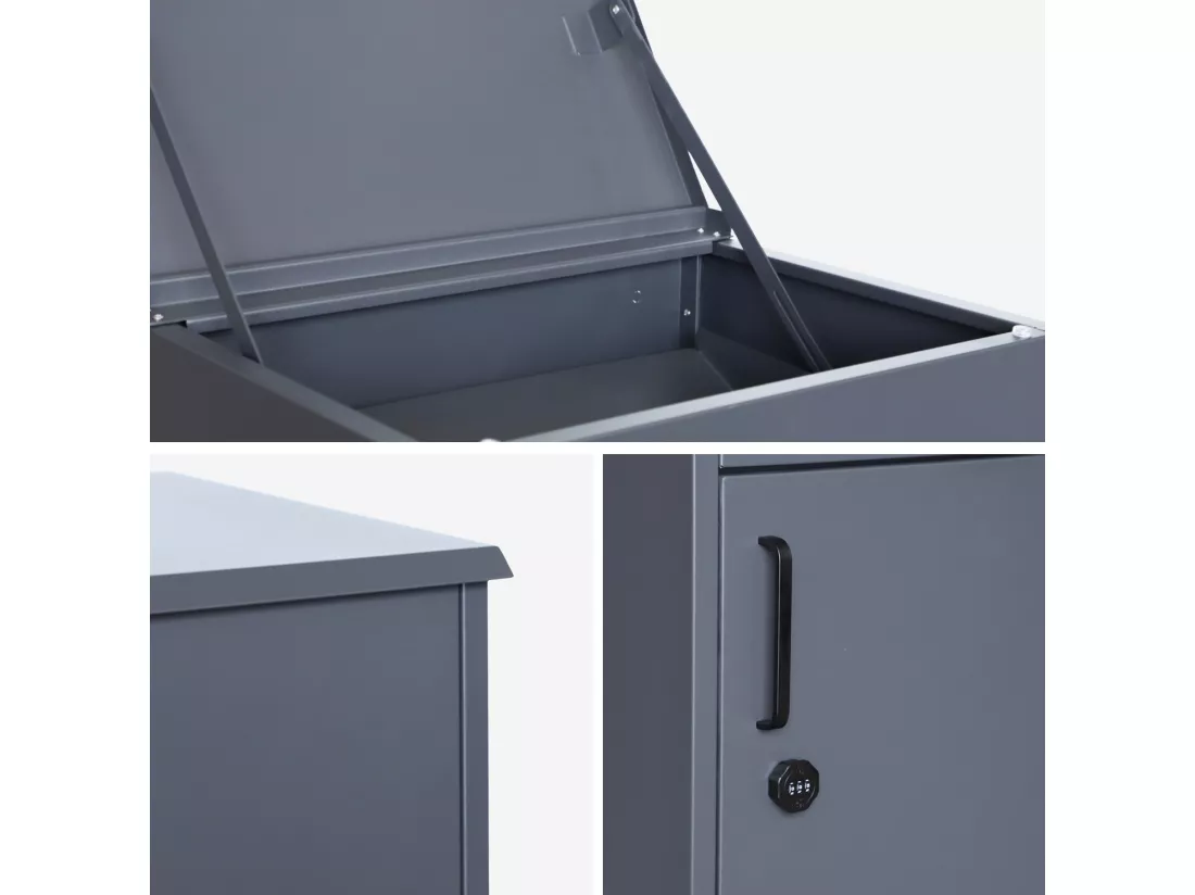 Boite à colis 56 cm en acier galvanisé avec cadenas. anthracite. capacité de 2 colis. L 56 x P 43 x H 107 cm