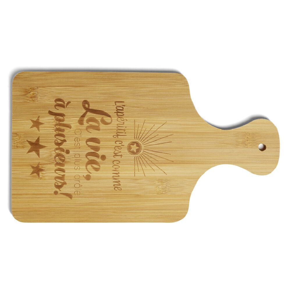 Planche à découper bambou L'apéritif c'est comme la vie 33x18,5cm