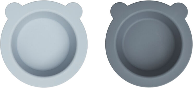 Liewood Peony suction bowl 2-pack Sea blue/whale blue mix
