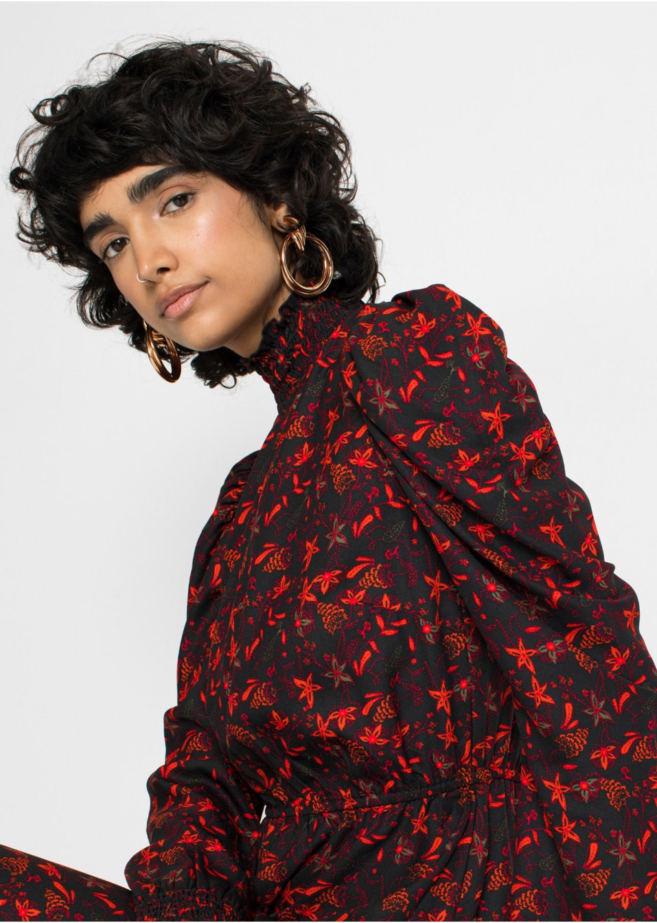Robe midi à motif floral