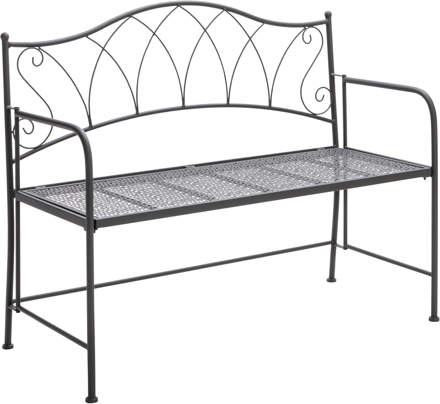 Dehner Klappbank Luca, 2-Sitzer, ca. 115 x 52 x 95.5 cm, Metall, pulverbeschichtet, dunkelgrau