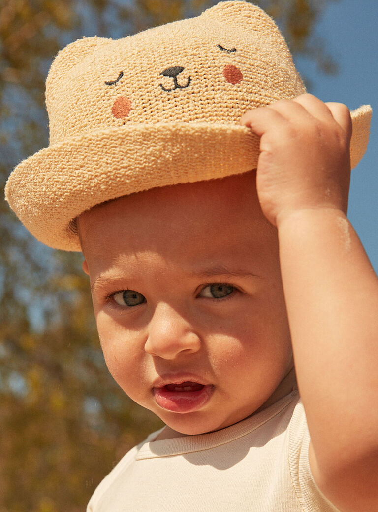 Chapeau naturel chiné en tricot de jersey