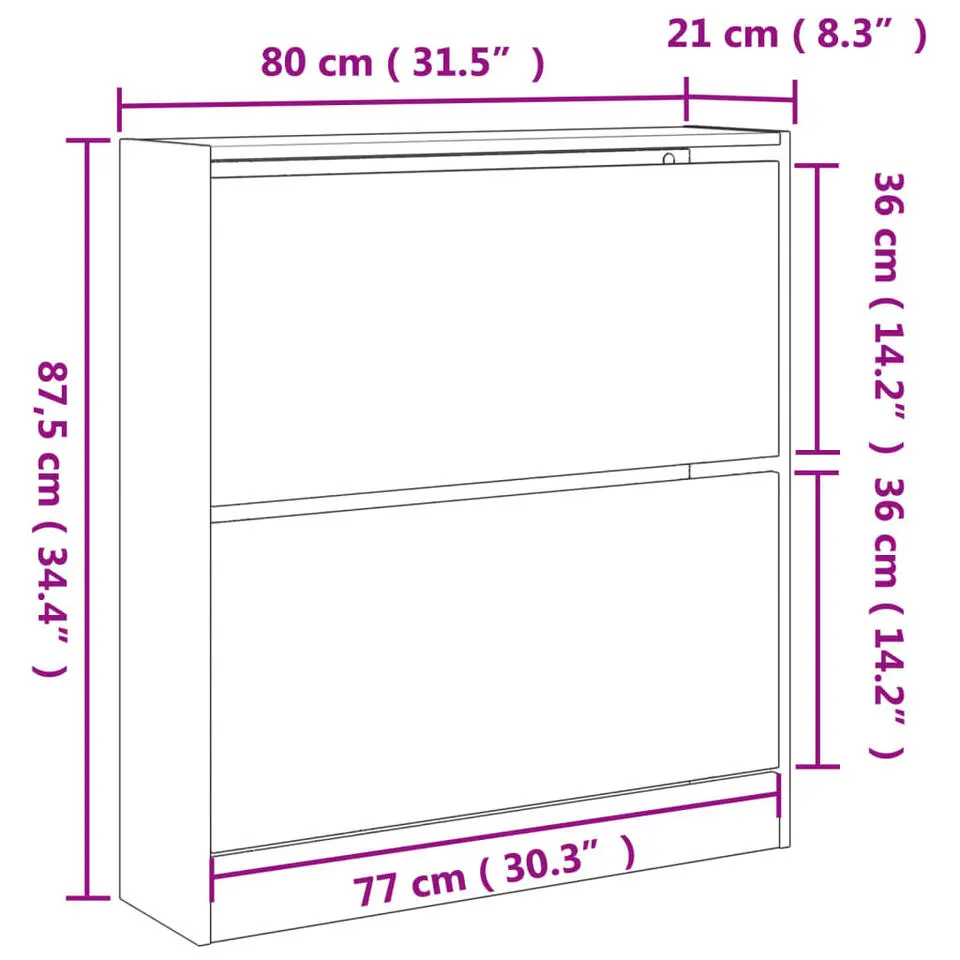 vidaXL - Schoenenrek - Zwart - Bewerkt hout - 80 x 21 x 87.5 cm