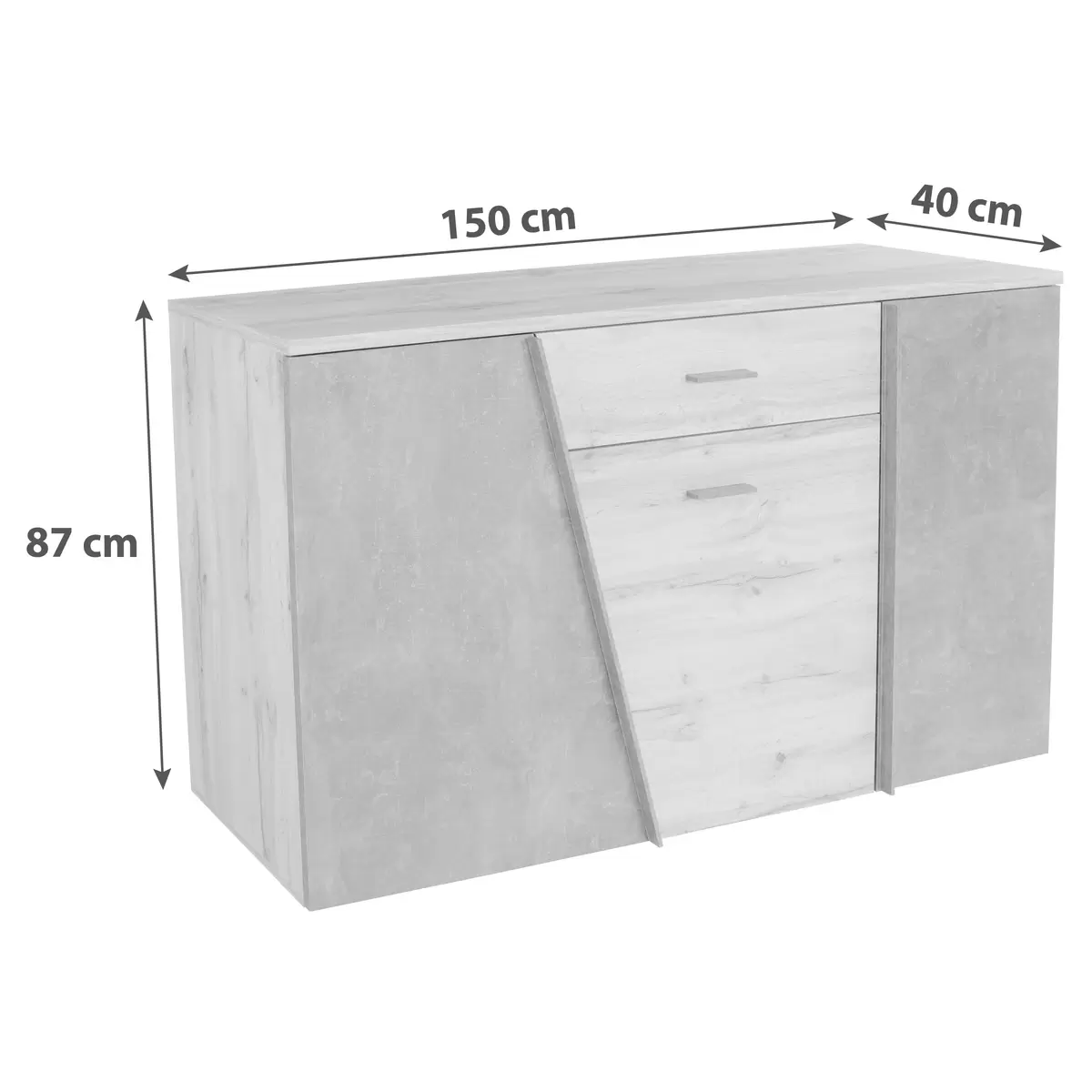 Sideboard Venedig Betonoptik,Eiche