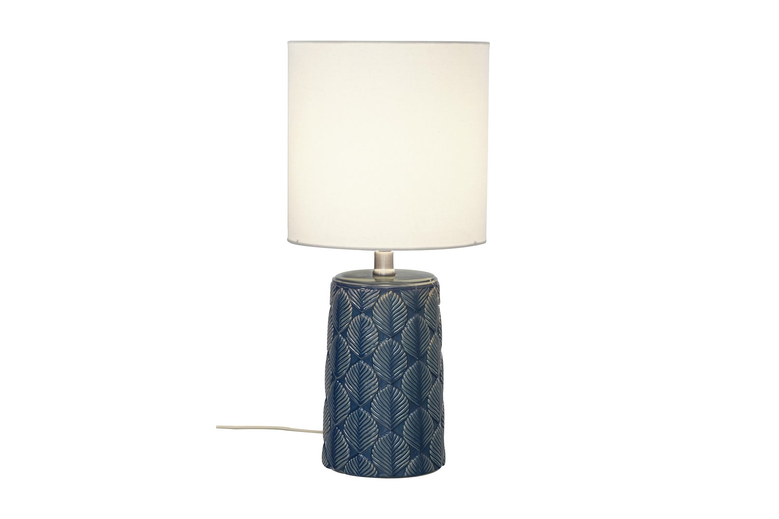 Bodil bordlampe blå/naturhvit med skjerm, leding og bryter E27