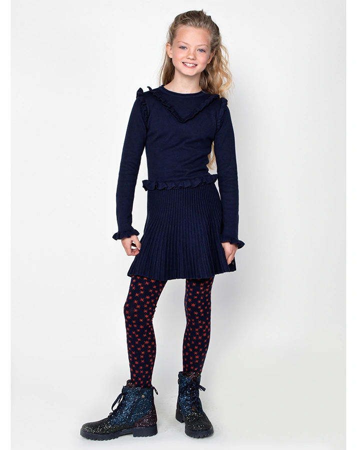 Strick-Kleid TYA mit Rüschen in dunkelblau