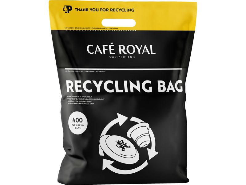 Café Royal Recyclingbeutel 1 Stück Behälter für die Wiederverwertung von Aluminiumkapseln und Pads