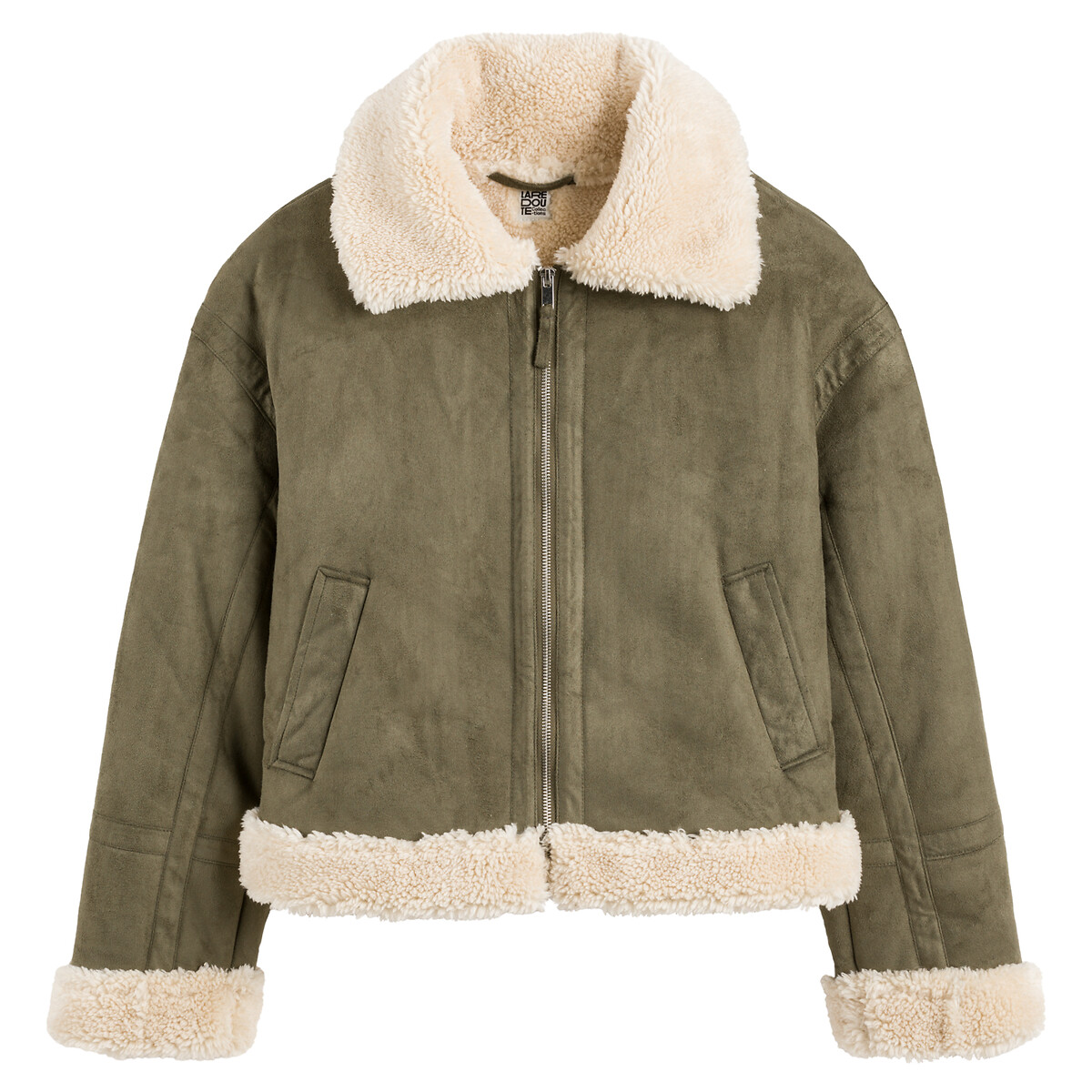 COLEÇÕES LA REDOUTE<br>Casaco de couro sintético, forrado com sherpa