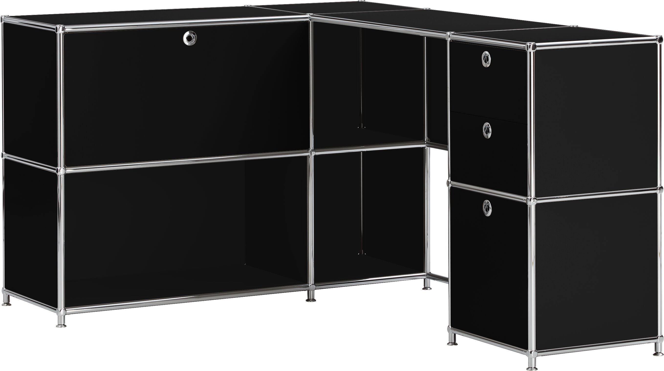 FLEXCUBE Eckschreibtisch - Schwarz / B: 152.0 cm x T: 115.0 cm x H: 80.0 cm