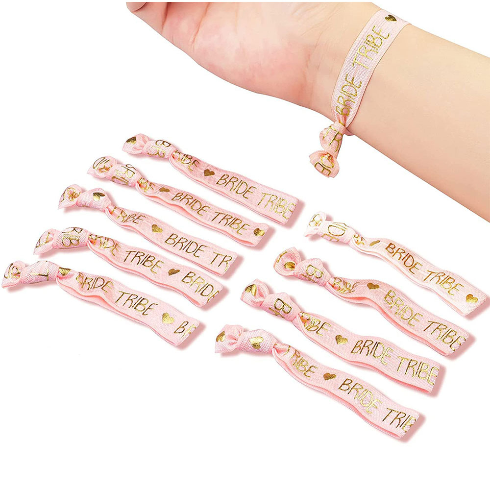 (5er Set) Bride Tribe Armband Junggesellinnenabschied Party Accessoire - Rosa / Gold