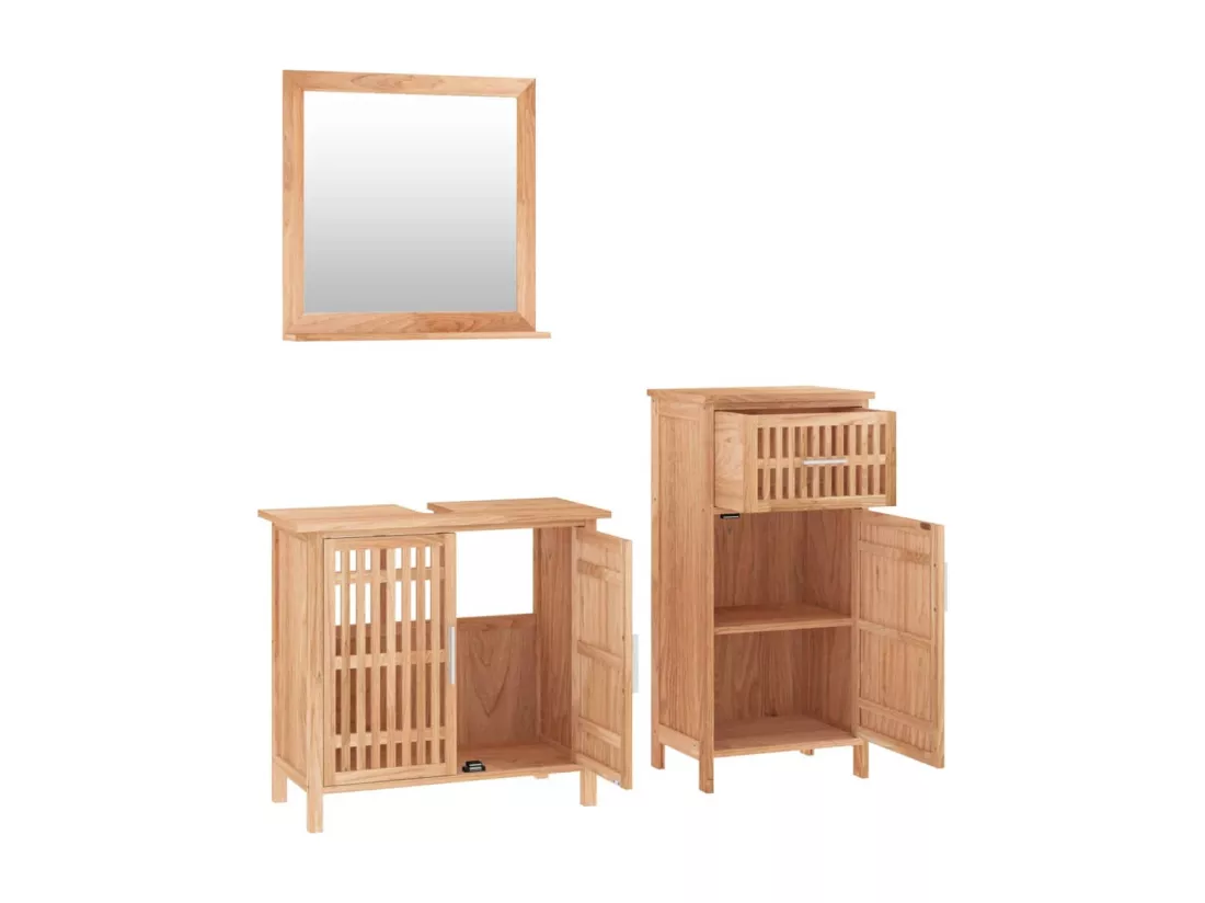Ensemble de meubles de salle de bain 3 pcs Bois massif de noyer