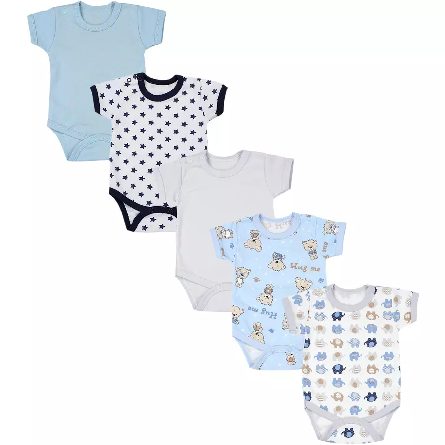 TupTam Jungen Baby Body Kurzarm 5er Pack blaugrau