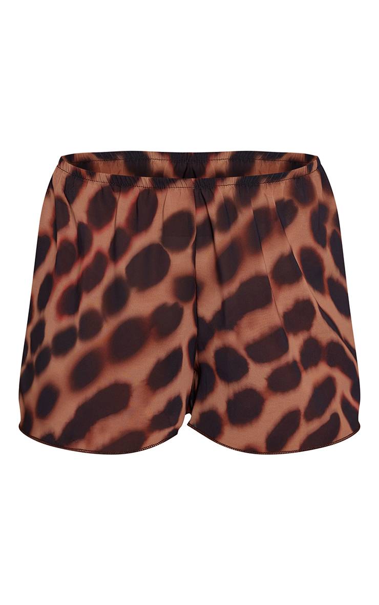 Marron Ensemble Coordonné Short Imprimé Abstrait