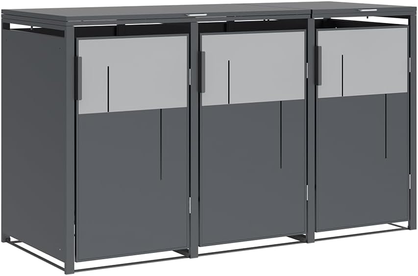 Westmann Tonus 3 | Mülltonnenbox 3er aus Metall | 3x240 L | verzinkt & pulverbeschichtet | mit Gasdruckfedern & Magnetverschluss | Anthrazit