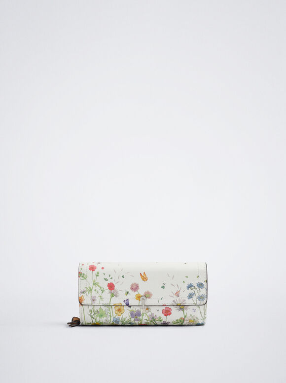 Carteira com estampa floral - Amarela