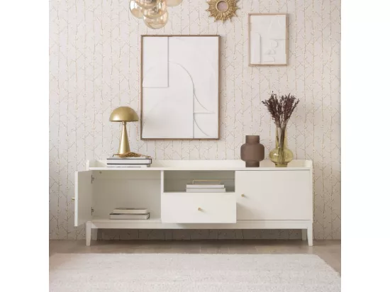 Meuble tv effet bois blanc 160x60