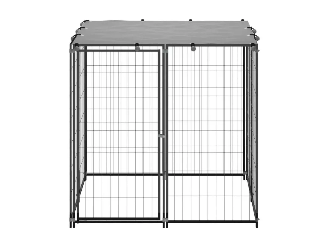 Chenil extérieur cage enclos noire 110 x 110 x 110 cm 02_0000490