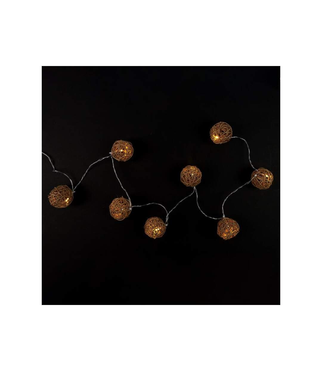 Paris Prix - Guirlande Lumineuse 8 Led boule Rotin 156cm Naturel