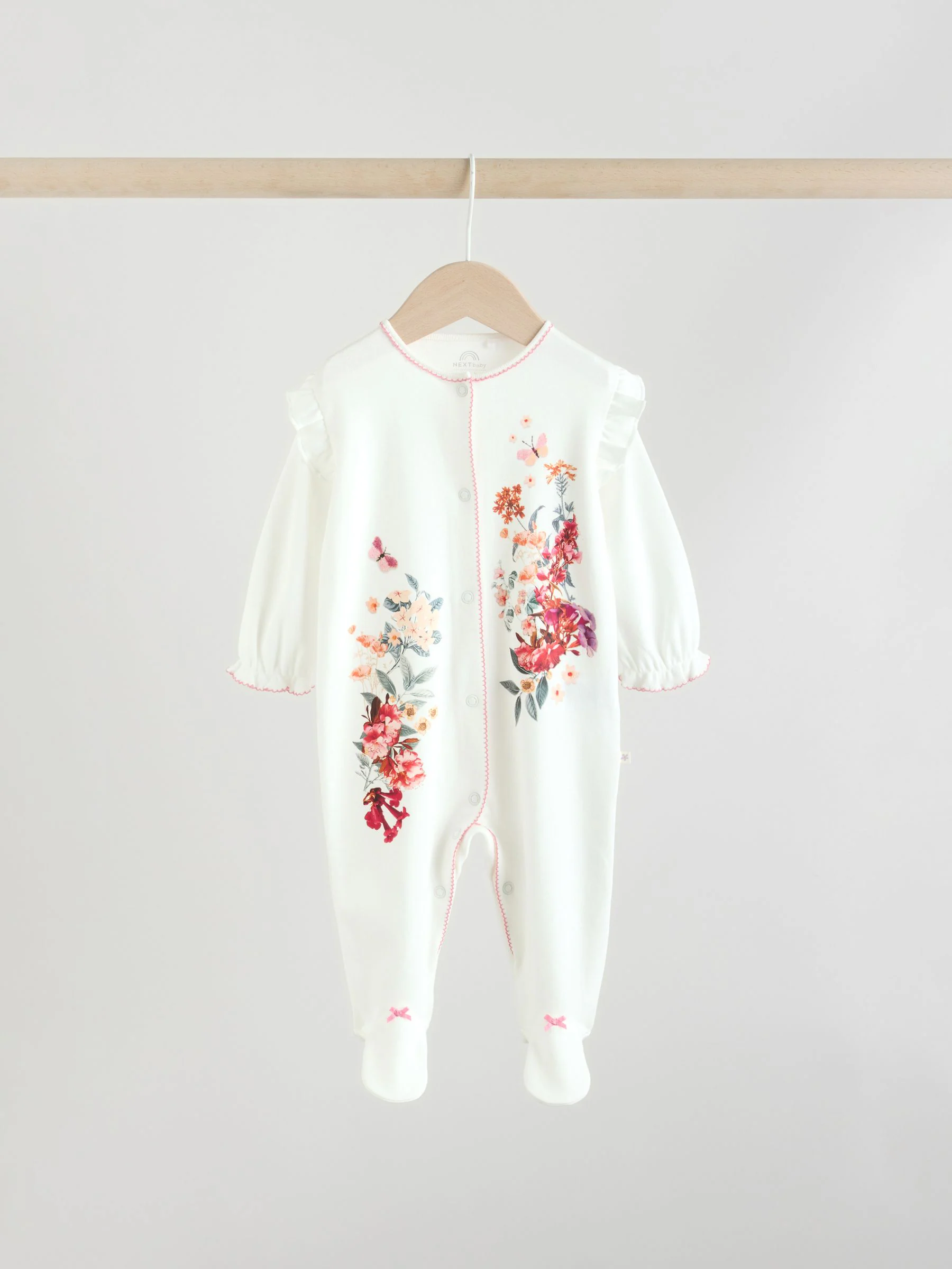 Ecru met bloemenmotief - Verpakking van 3 babypyjama's (0 mnd-2 jr)