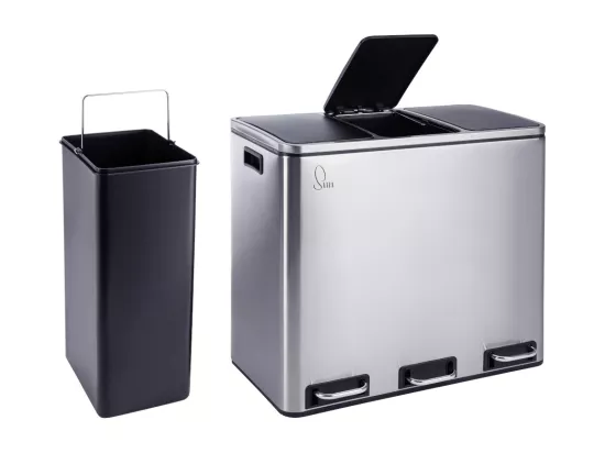Poubelle à pédale 54L en inox