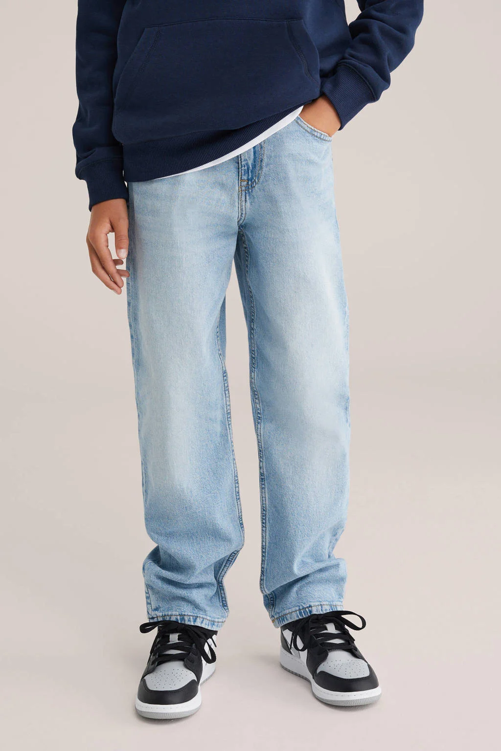 WE Fashion Blue Ridge waist loose fit jeans light blue denim