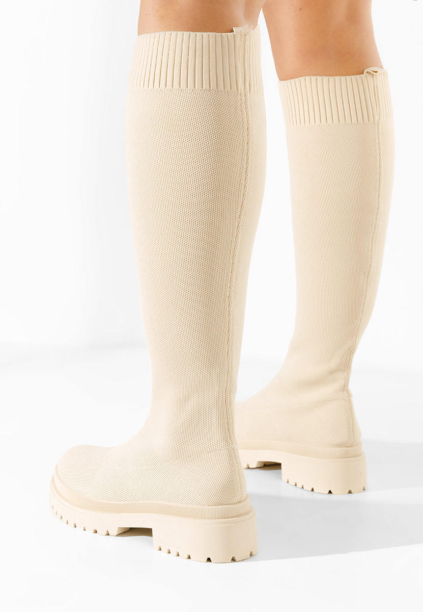 Bottes plates femme beige Olvera V2