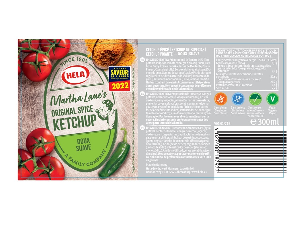 KETCHUP DE ESPECIARIAS HELA SUAVE 300ML
