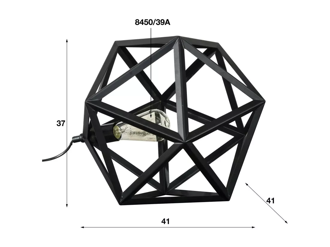 Lampe à poser métal noir forme hexagonale 41cm TRIBECA