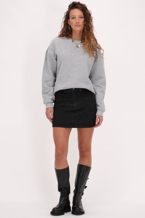 Zwarte jacquard denim rok