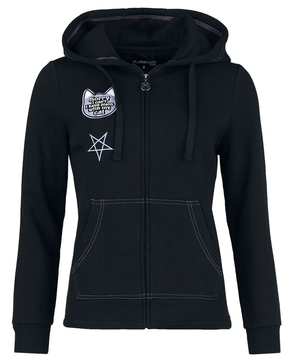Sorry, I have plans with my cat | Gothicana by EMP Sweat-shirt zippé à capuche