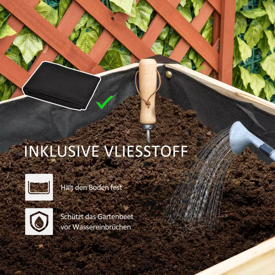 Outsunny Hochbeet mit Vliesstoff weiß