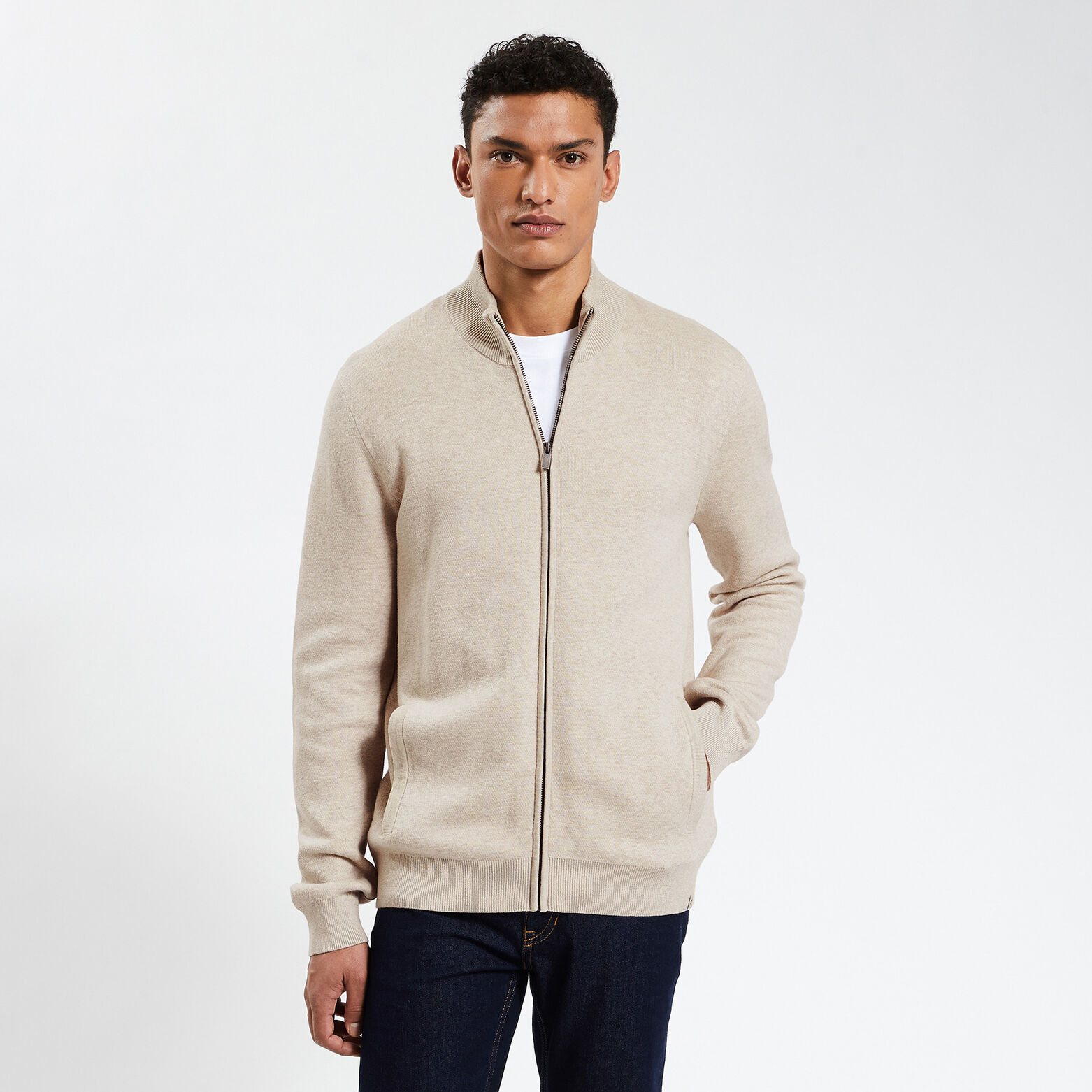 Gilet zippé Beige