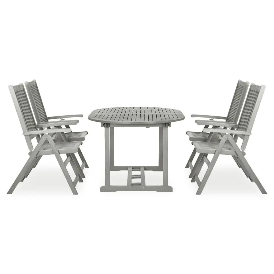 vidaXL - verstelbaar Tuinset 4-zits grijs massief acaciahout - (150-200)x100 cm