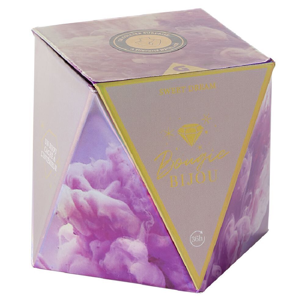 Bougie bijou collier doré senteur bubble gum 36h