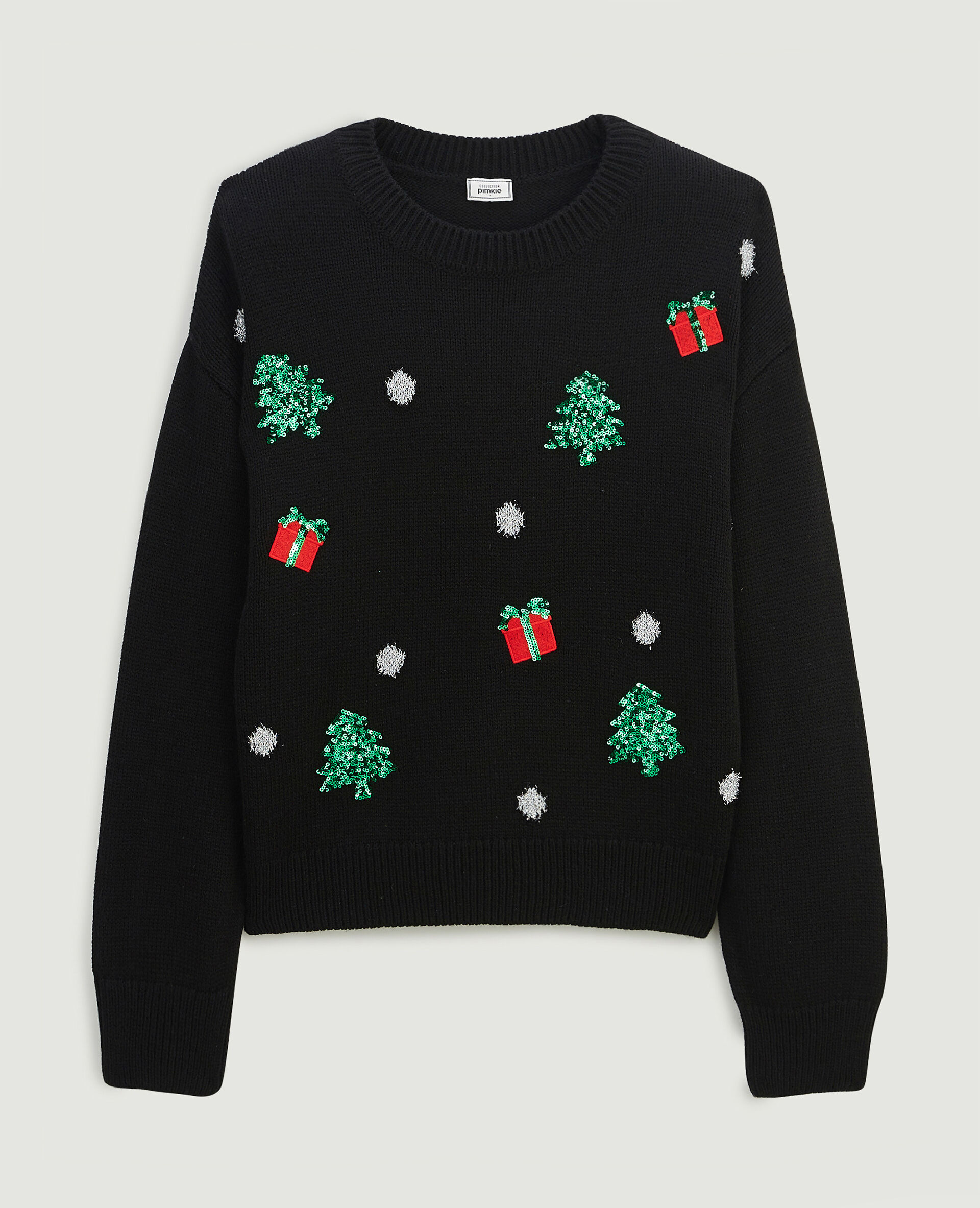 Pull de Noël sequins et lurex - Noir